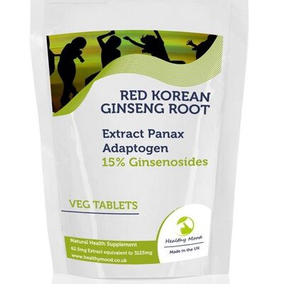 Tabletas de vegetales de ginseng coreano 3125 mg Extracto de 60 tabletas Paquete de recarga