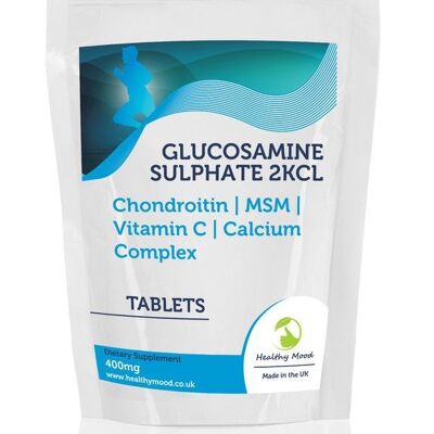 Sulfato de glucosamina, condroitina, MSM, vitamina C, 60 comprimidos, paquete de recarga