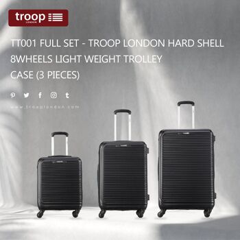 TT001 Ensemble complet - Troop London Hard Shell 8 Wheels Trolley Case léger (3 pièces) 1