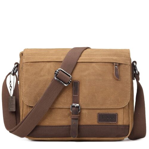 TRP0443 Troop London Heritage Canvas Leather Messenger Bag, Travel Bag, Tablet Friendly