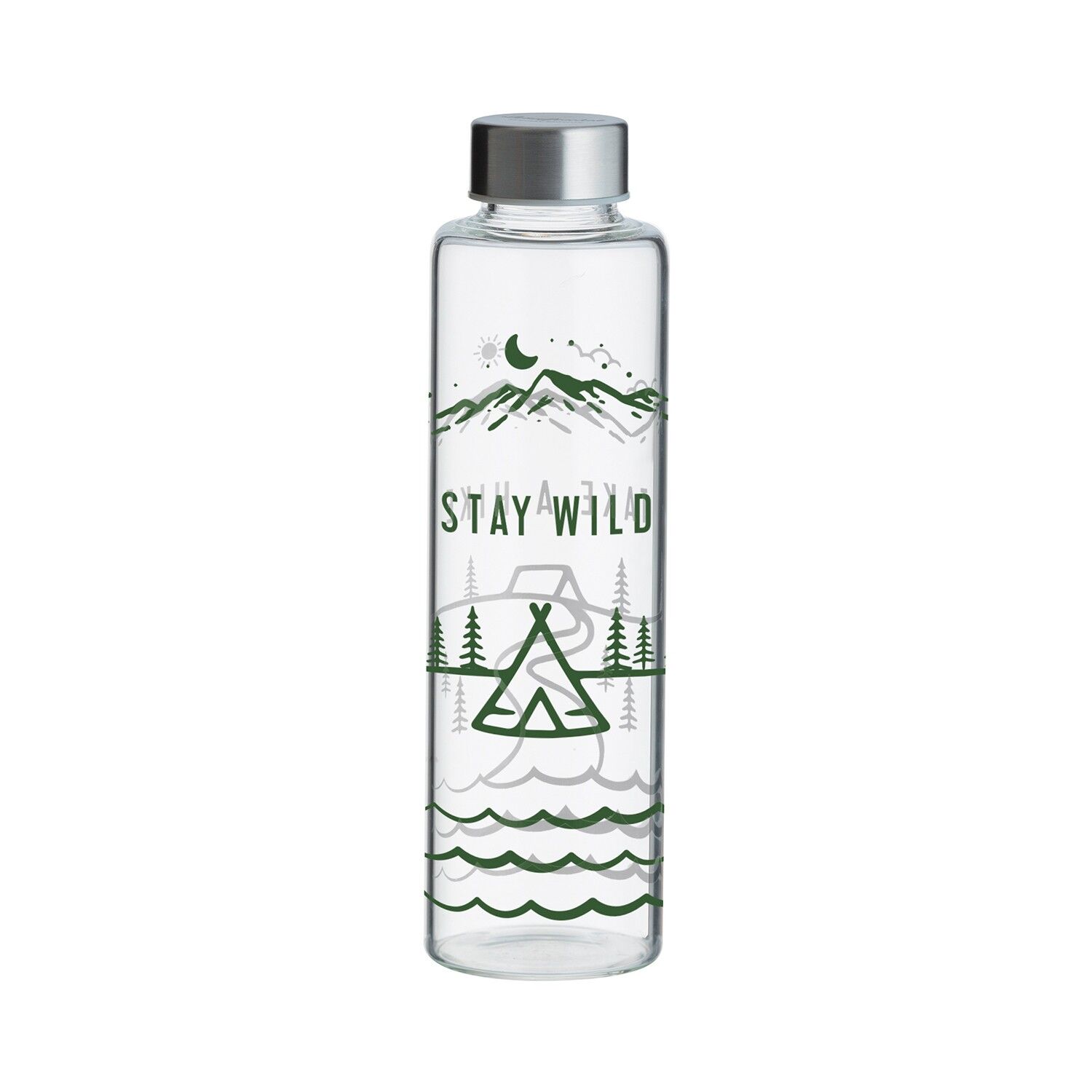 PURE STAY WILD Trinkflasche aus Glas, 600 ml