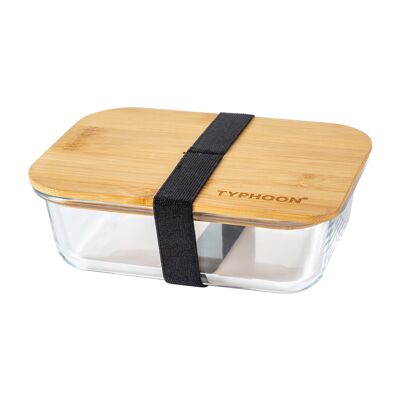 PURE lunch box made of glass with wooden lid, 1000 ml