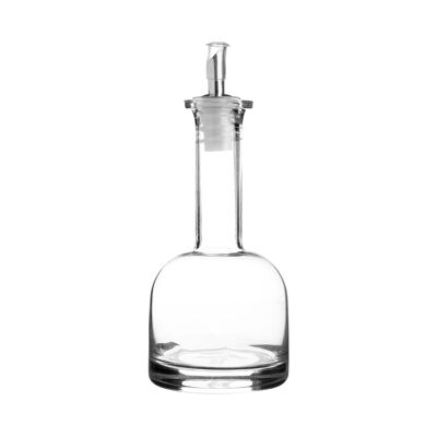 Long neck glass bottle with stainless steel spout, 280 ml