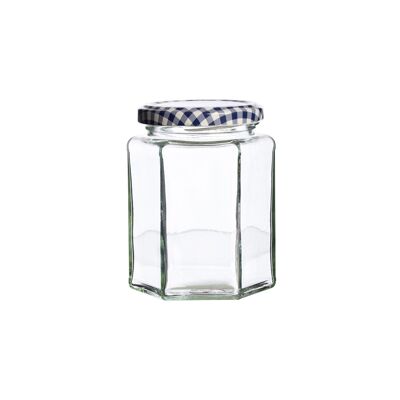 Tarro hexagonal con tapón de rosca de vidrio, 280 ml