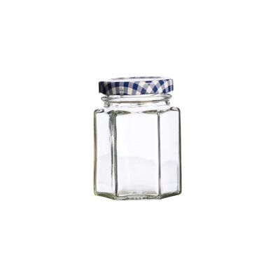 Hexagonal mason jar with screw cap glass, 110 ml