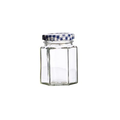 Pot Mason hexagonal avec bouchon à vis en verre, 110 ml