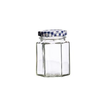 Pot Mason hexagonal avec bouchon à vis en verre, 110 ml 1