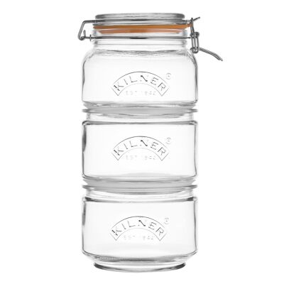Stackable storage jars in a set of 3 900 ml each