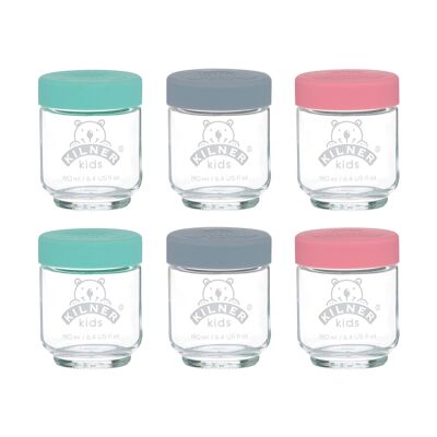 Baby jars with silicone caps, 6 x 190 ml