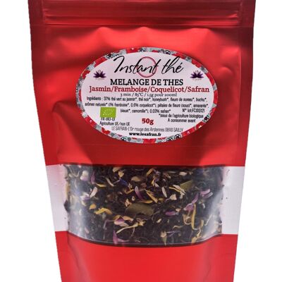 Jasmine-Raspberry-Saffron organic tea blend, 50g, 35 cups