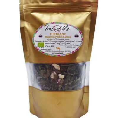 Mango-Peach-Saffron organic white tea, 50g, 35 cups