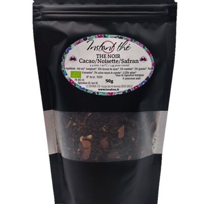 Organic black tea Cocoa Hazelnuts Saffron, 50g, 35 cups