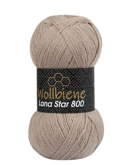 Wollbiene Lana Star 800 beige 08 25% Wolle Unifarben