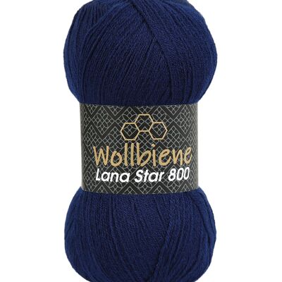 Wool bee Lana Star 800 navy blue 23 25% wool plain colors