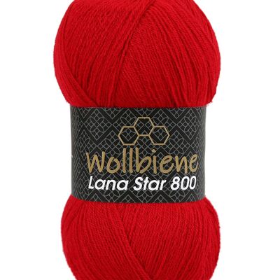Wool bee Lana Star 800 red 24 25% wool plain colors