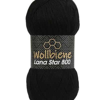 Wollbiene Lana Star 800 schwarz 16 25% Wolle Unifarben