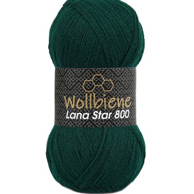 Wollbiene Lana Star 800 waldgrün 04 25% Wolle Unifarben