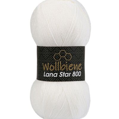 Wool bee Lana Star 800 white 15 25% wool plain colors