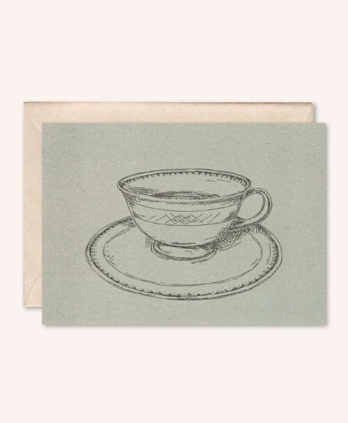 Duurzame kaart + envelop | Kopje koffie | Zilverspar