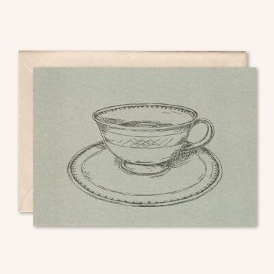 Nachhaltige Karte + Umschlag | Tasse Kaffee | Weißtanne