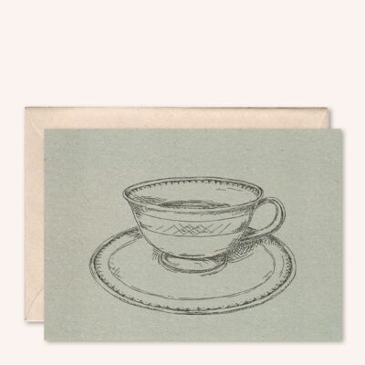 Duurzame kaart + envelop | Kopje koffie | Zilverspar