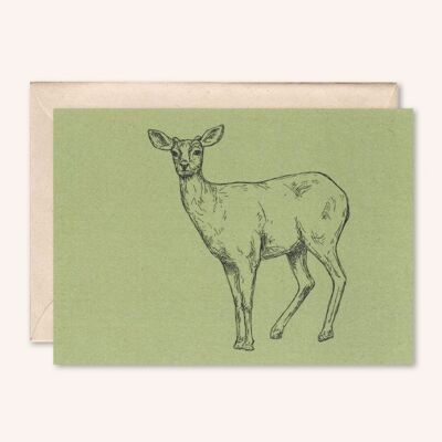 Tarjeta de Navidad sostenible + sobre | Ciervos animales | Romero
