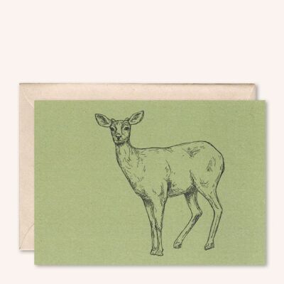 Biglietto di Natale sostenibile + busta | Animale Cervo | rosmarino