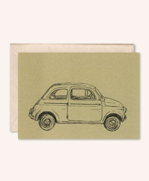 Duurzame kaart + envelop | Auto Fiat 500 | Salie