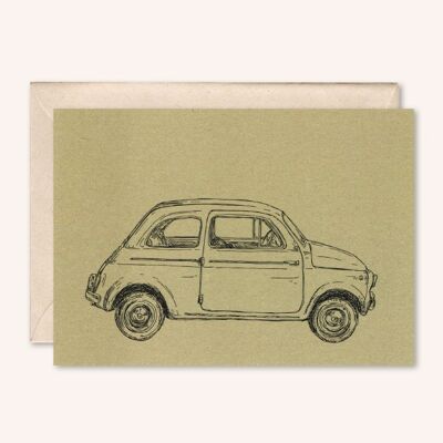 Nachhaltige Karte + Umschlag | Auto Fiat 500 | Weise