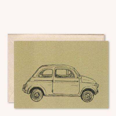 Carte durable + enveloppe | Voiture Fiat 500 | sauge