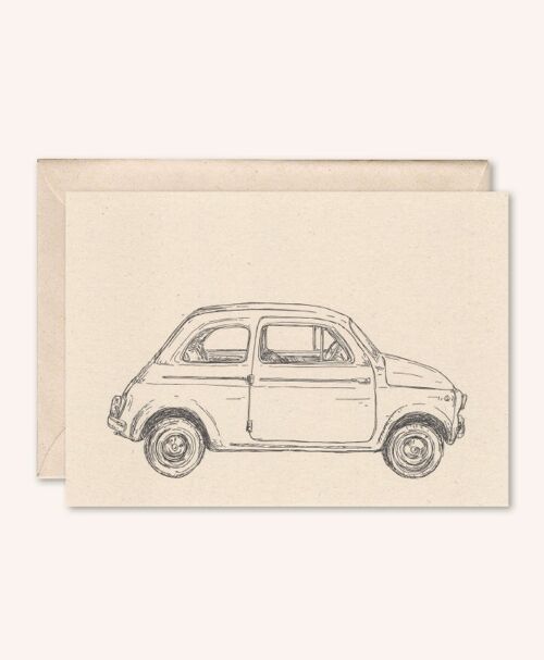 Duurzame kaart + envelop | Auto Fiat 500 | Vlierbloesem