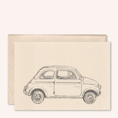 Nachhaltige Karte + Umschlag | Auto Fiat 500 | Holunder