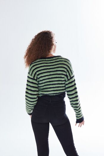 AW21/22- Cardigan cache-cœur à rayures Liquorish en vert et noir-Taille XS 6