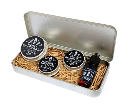 Revered Beard Whiskey Scented Gift Set in Tin