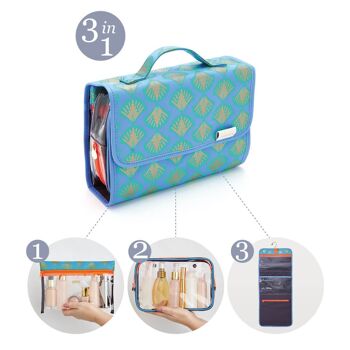 Emma' 3 en 1 Trousse de toilette suspendue en Shell Aqua 2