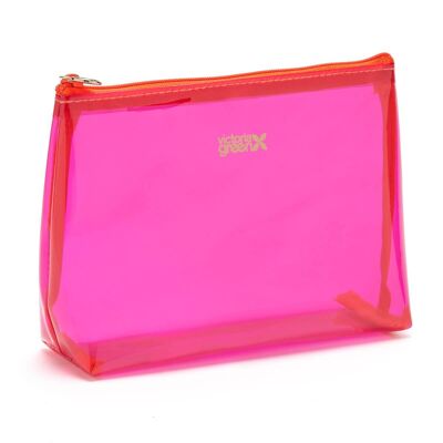 Mia' Pink Clear Makeup Bag in Clear Pink