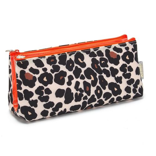 Lauren' Folding Makeup Bag in Leopard Tan