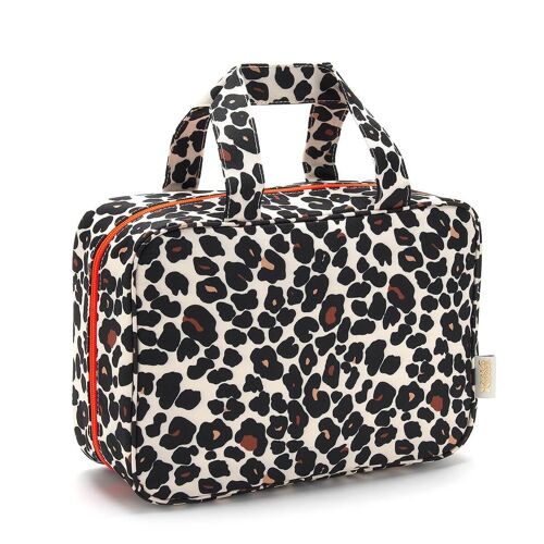 Charlotte' Hanging Traveller Wash Bag in Leopard Tan - 'Charlotte' Wash Bag