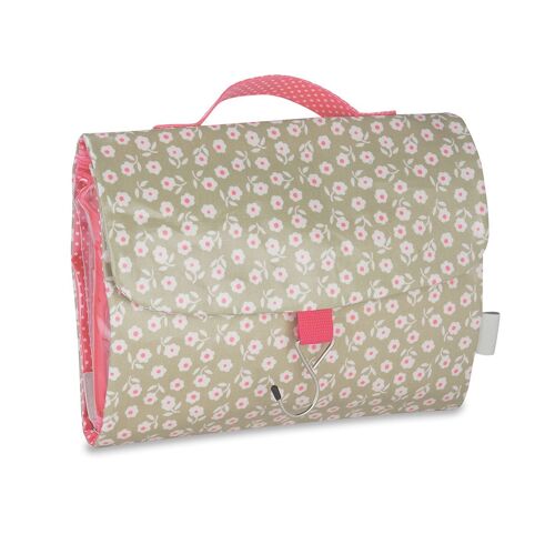 Daisy' Threefold Hanging Wash Bag - Sage