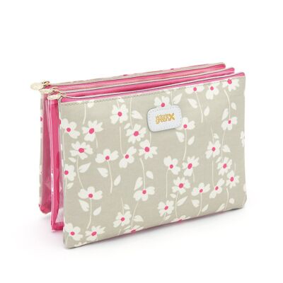 Cartera de maquillaje grande 3 en 1 de Amy en Floral Sage