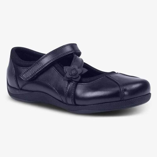 Zara girls black leather narrow fit school shoe