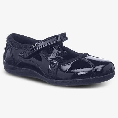 Zara girls black patent narrow school shoe
