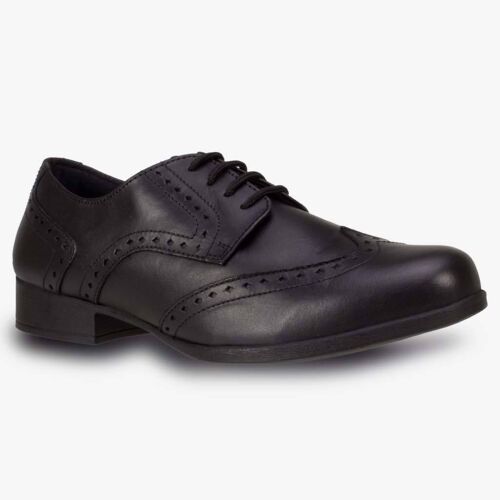 Meghan leather senior girls lace brogue wide fit