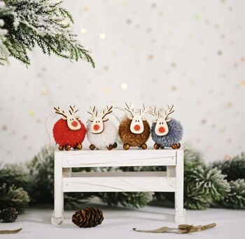 Jolie décoration de Noël Pom Pom/Wooden Elk - Crème 3