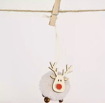 Jolie décoration de Noël Pom Pom/Wooden Elk - Crème 4
