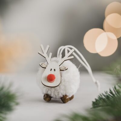 Jolie décoration de Noël Pom Pom/Wooden Elk - Crème