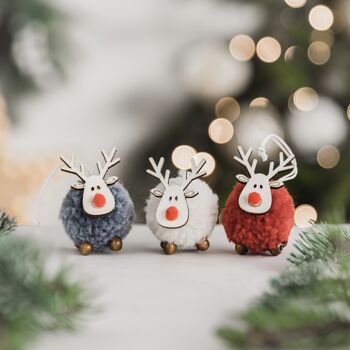 Jolie décoration de Noël Pom Pom/Wooden Elk - Crème 2