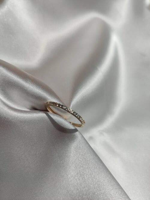 Half Eternity Dainty Diamond Band__Yellow Gold / O