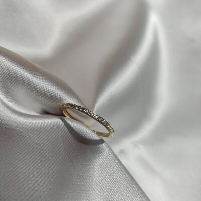 Half Eternity Dainty Diamond Band__Yellow Gold / O