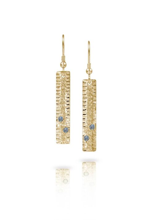 Dropping Stone Earrings With Diamonds__Yellow Gold
